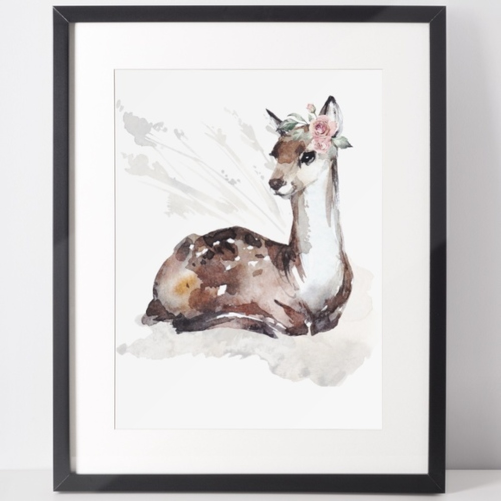 Watercolor Deer Portrait Wall Art Illustration Print Poster Unframed - Picture 7 of 11